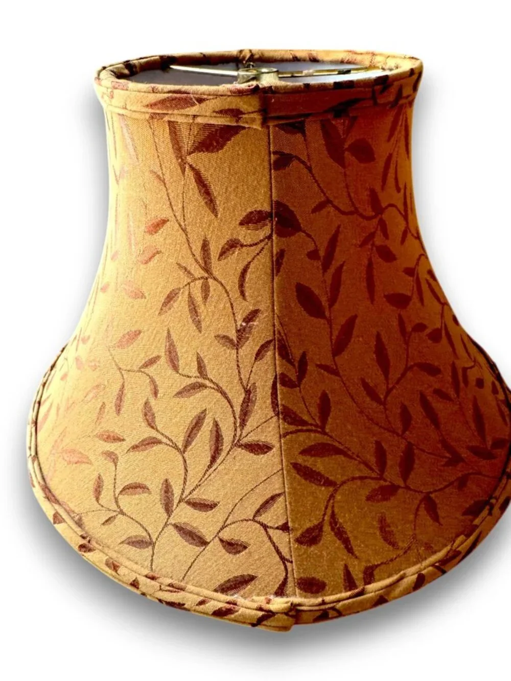 Vintage Traditional Floral Bell Lampshade Gold Tan Brocade Damask 14 Inch